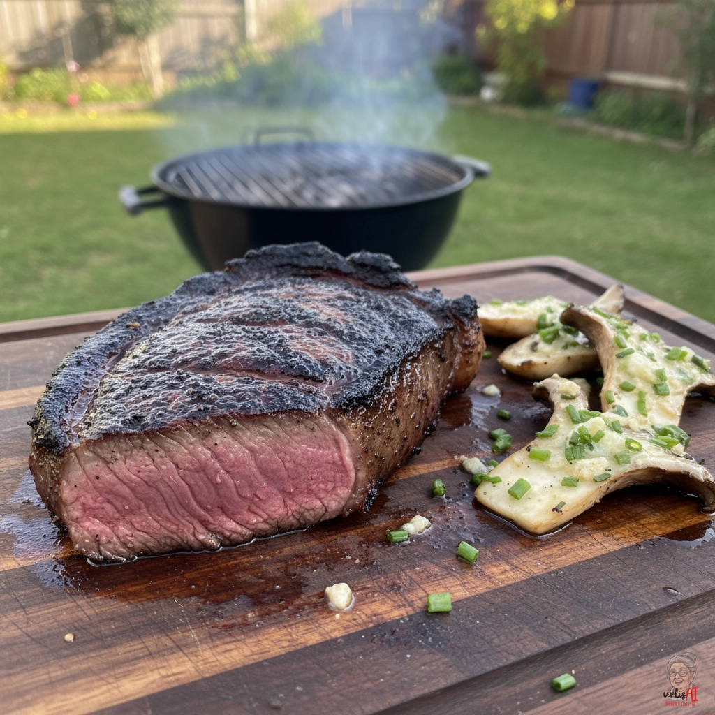 Pilz Hüftsteak — Kohlegrill