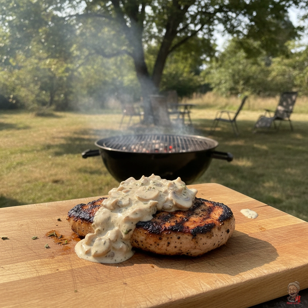 Putensteak Pilzrahm — Kohlegrill