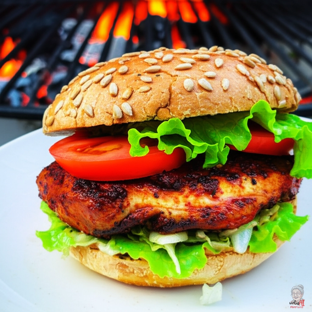 Rich Flame Chicken Burger — Kohlegrill