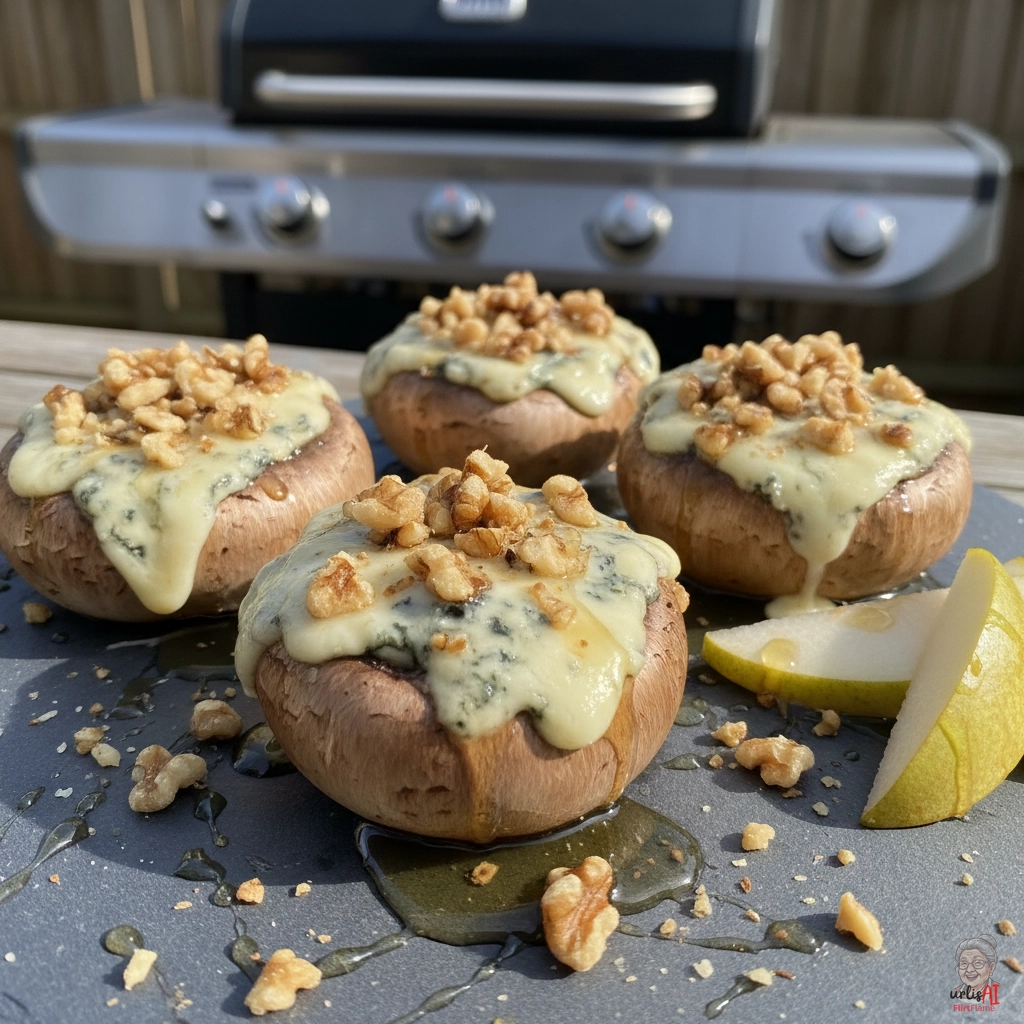 Roquefort Pilzschalen — Gasgrill
