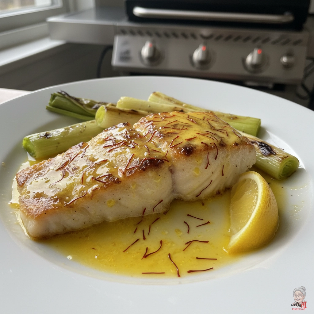 Safrangold Kabeljaufilets — Gasgrill