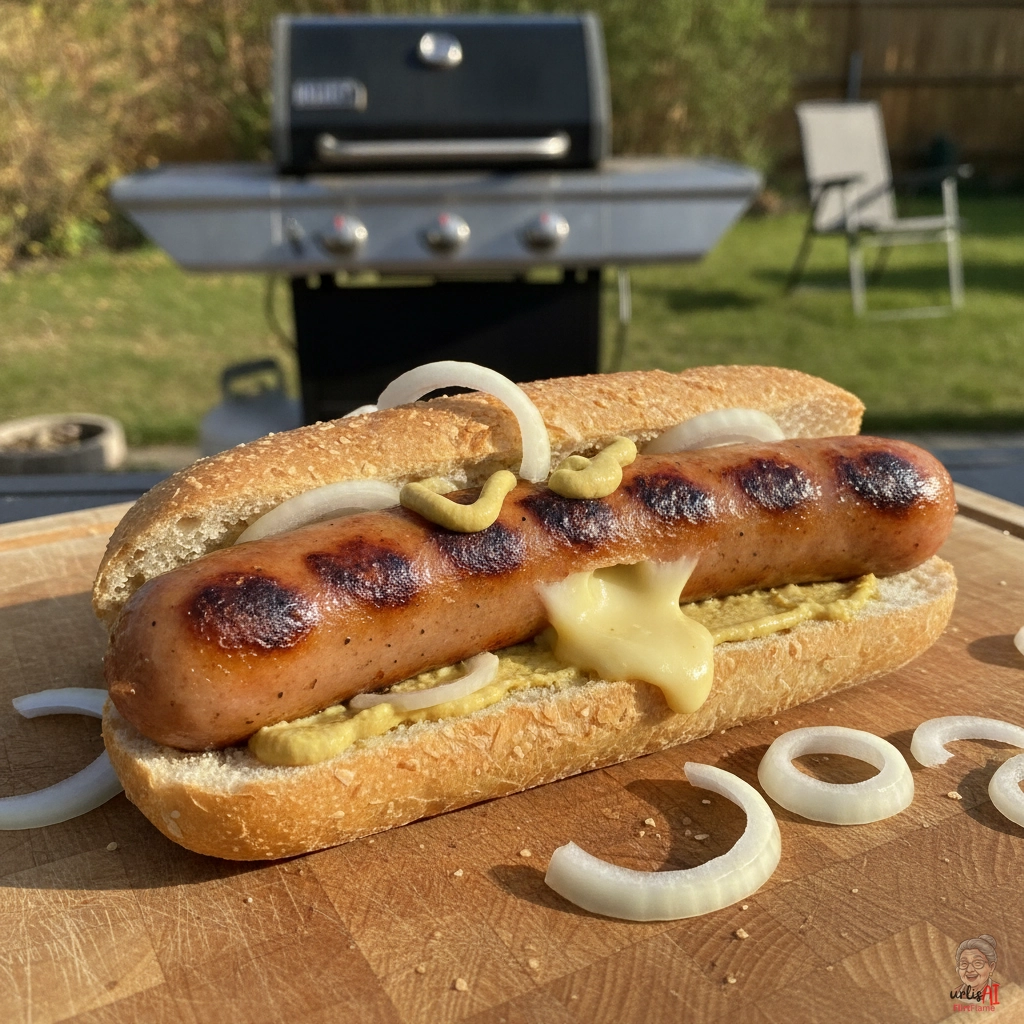 Scharfer Senf Käsekrainer — Gasgrill