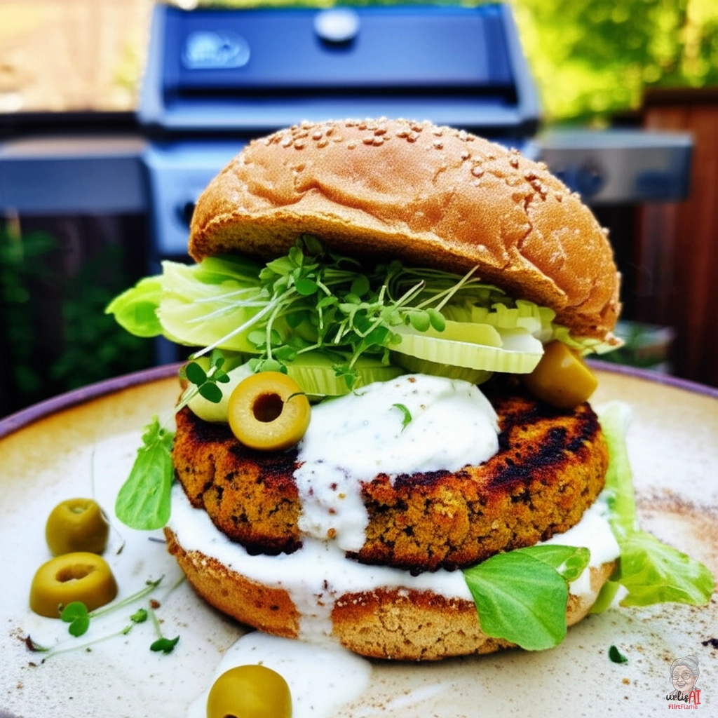 Sellerie Oliven Burger — Gasgrill