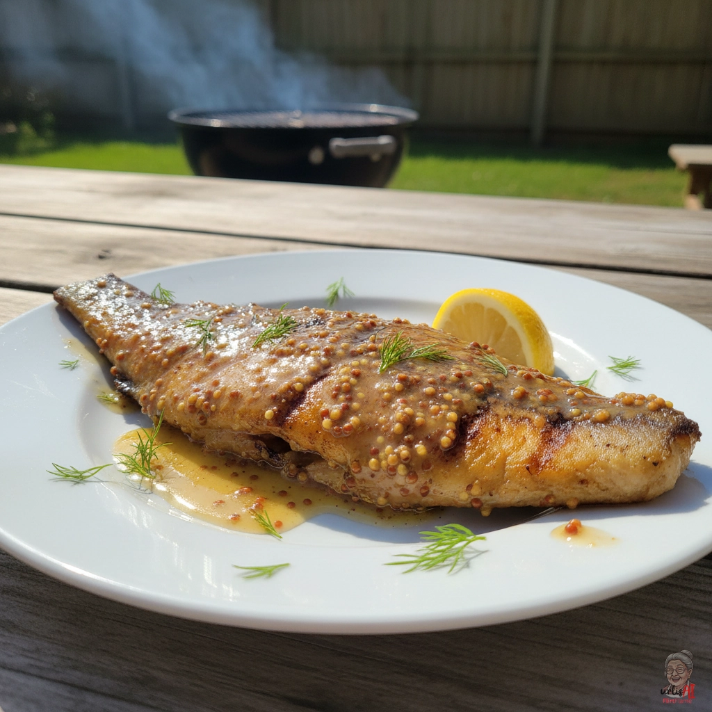 Senfkrusten Rotbarsch — Kohlegrill