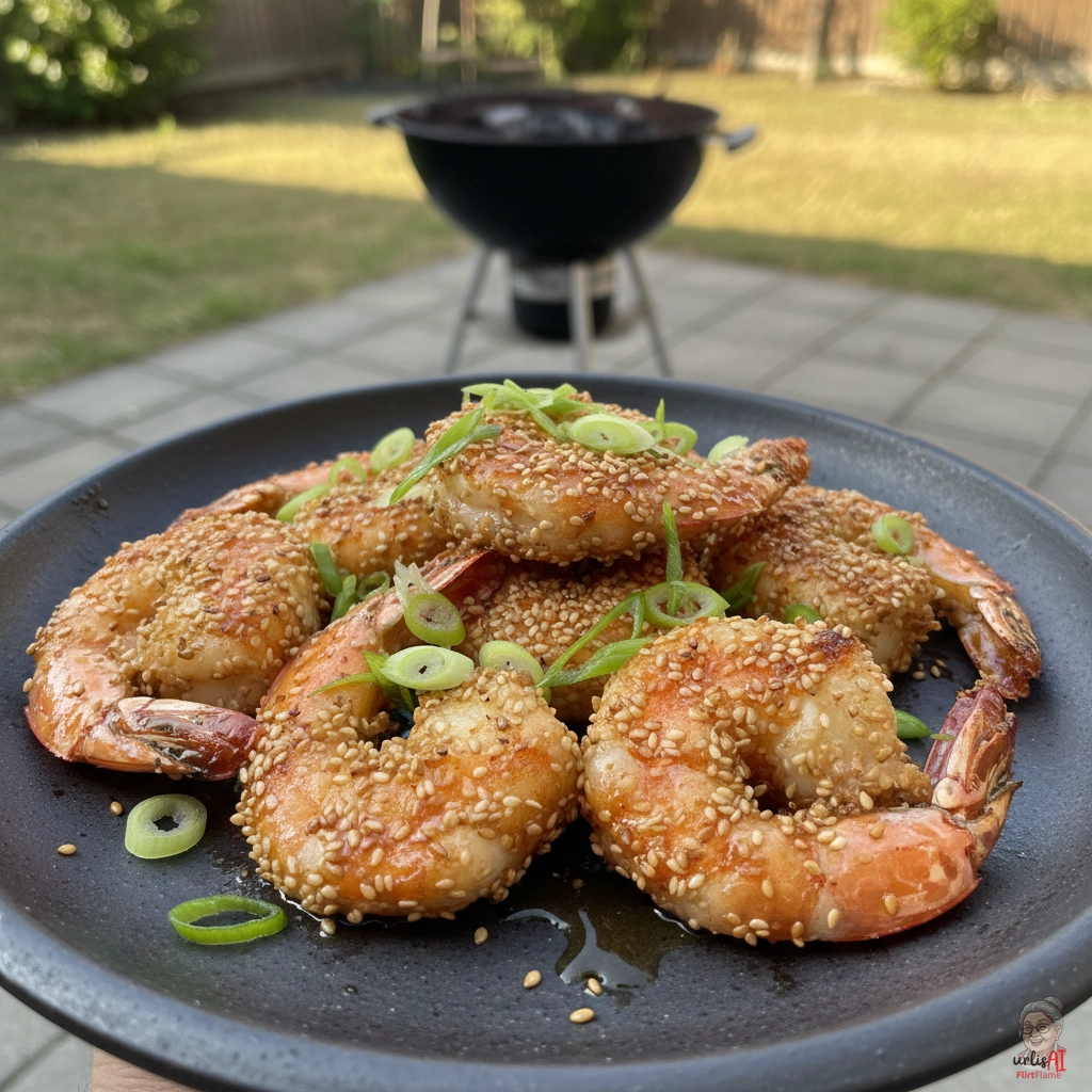 Sesam Tigergarnelen — Kohlegrill