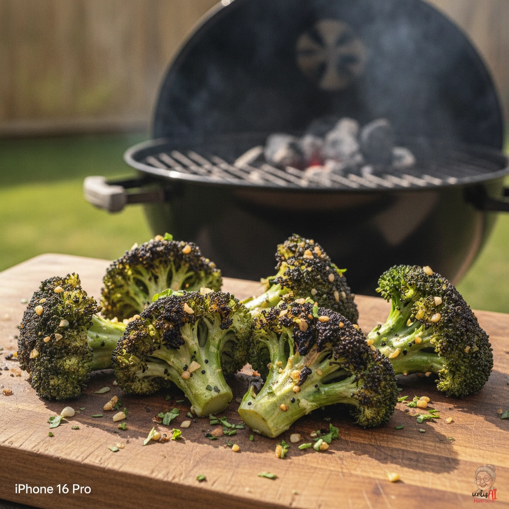 Smoky Garlic Broccoli — Kohlegrill