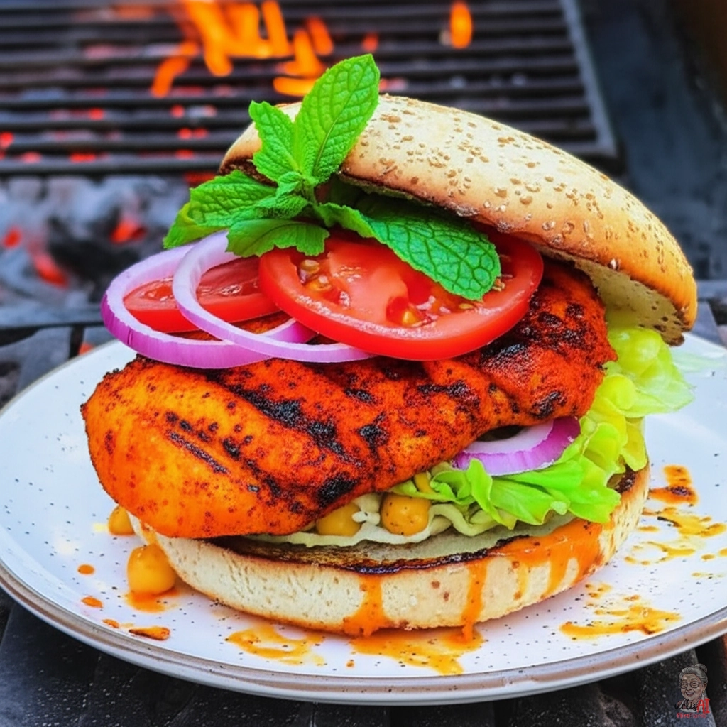 Tangier Fire Chicken Burger — Kohlegrill
