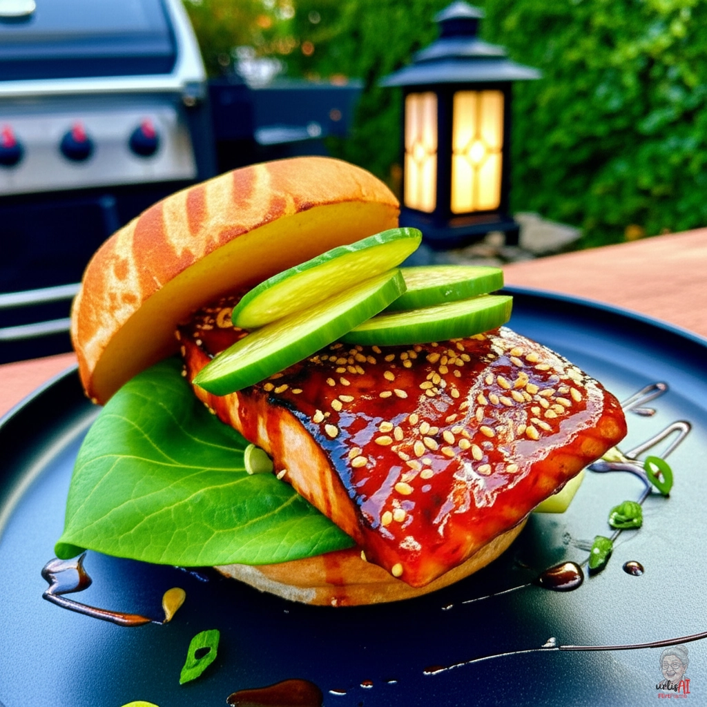 Teriyaki Lachs Burger — Gasgrill