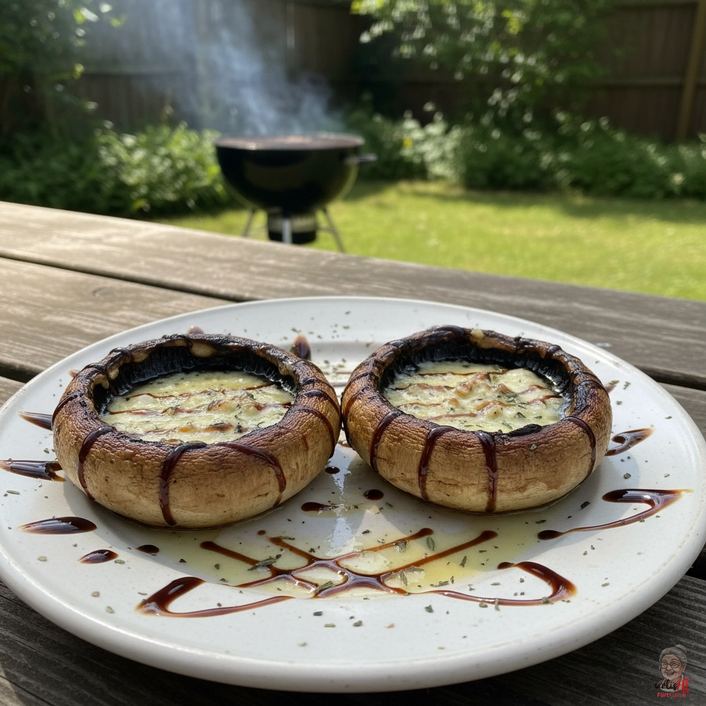 Thymian Portobellos — Kohlegrill