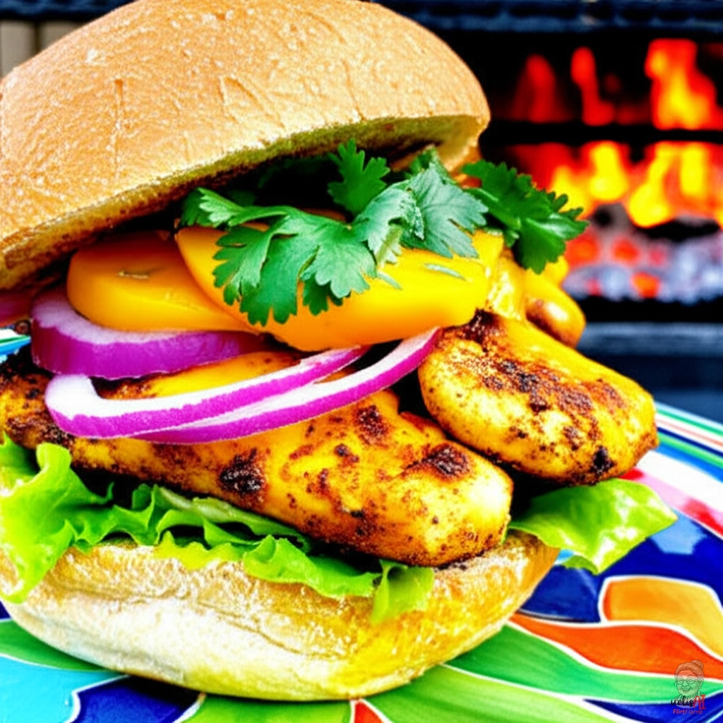 Tropical Fire Chicken Burger — Kohlegrill