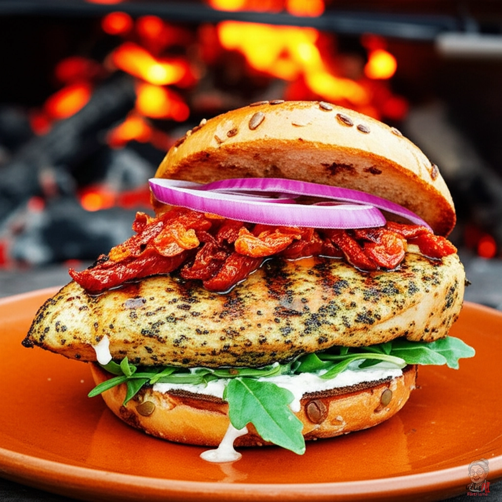 Tuscan Fire Chicken Burger — Kohlegrill