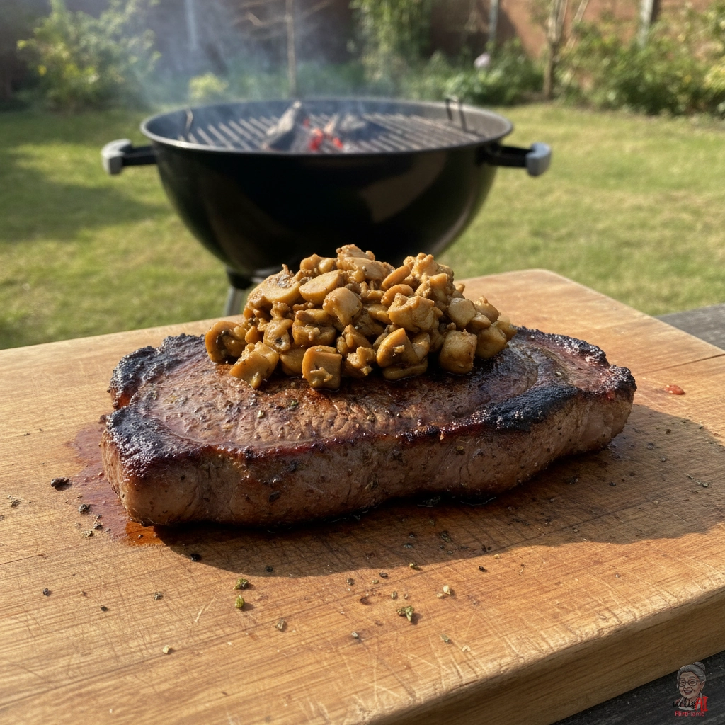 Waldpilz Hacksteak — Kohlegrill