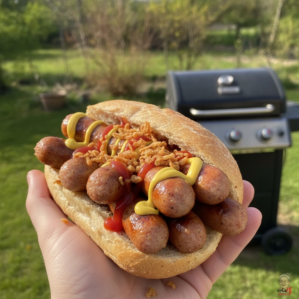 Würstl im Handbrot — Gasgrill