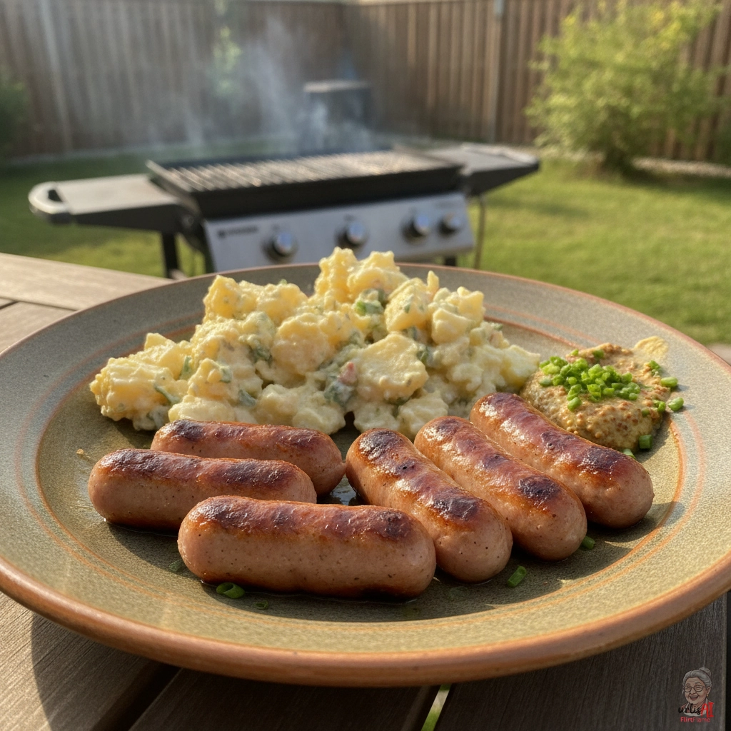 Würstl mit Kartoffelsalat — Gasgrill