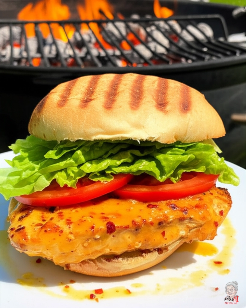 Zesty Fire Chicken Burger — Kohlegrill