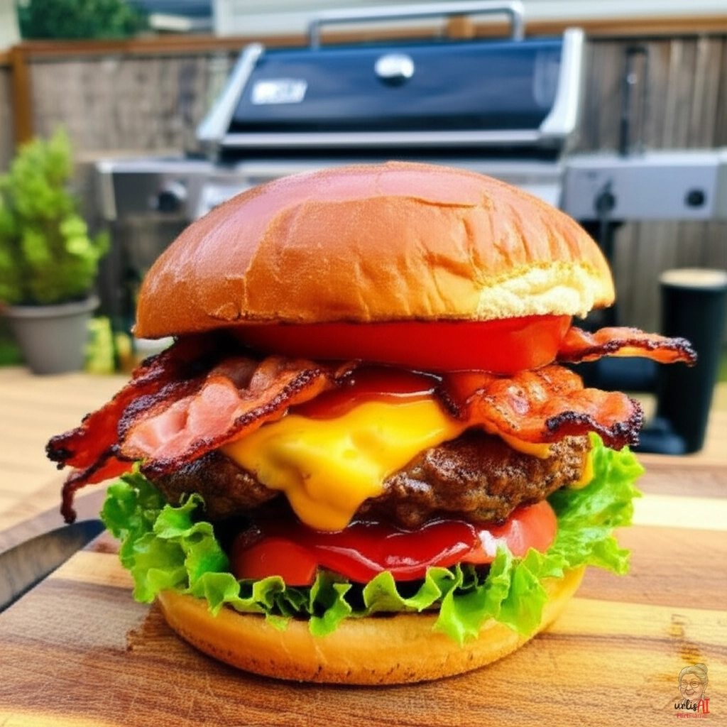 Amerikanische BBQ-Bacon Burger — Gasgrill