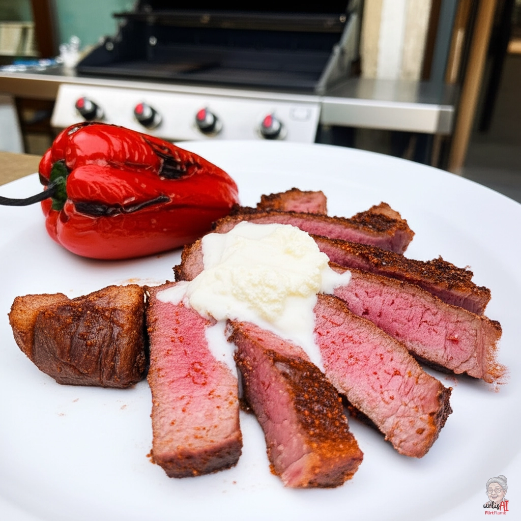 Balkanisches Kajmak Flanksteak — Gasgrill