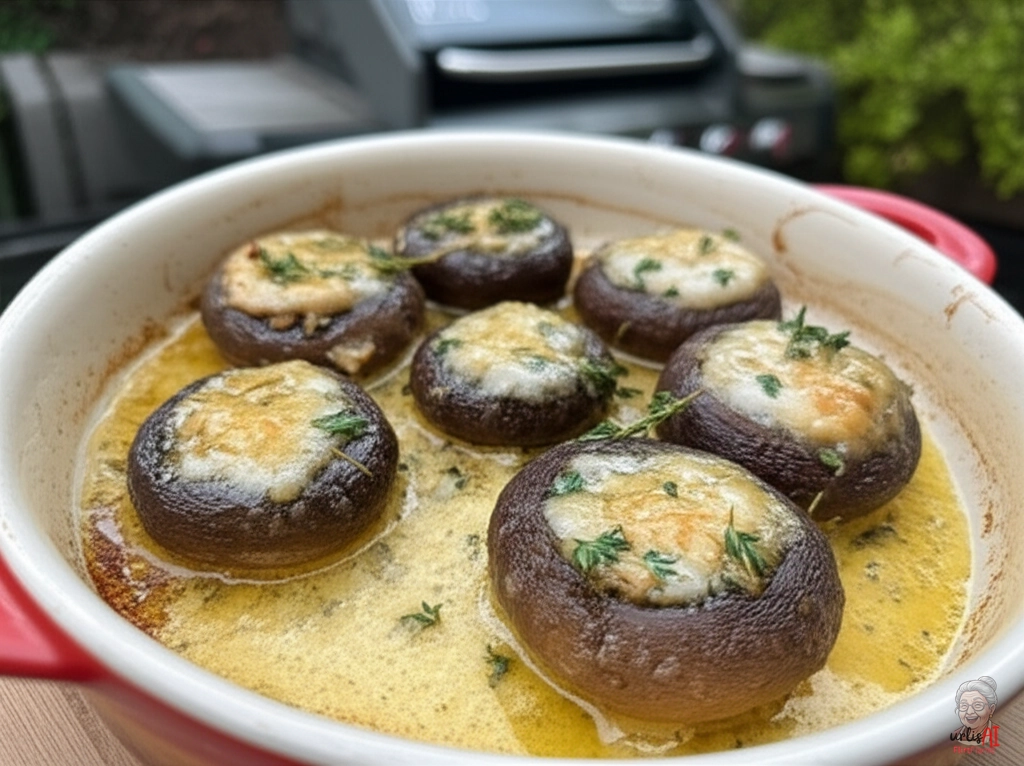 Britische Knoblauchbutter Pilze — Gasgrill