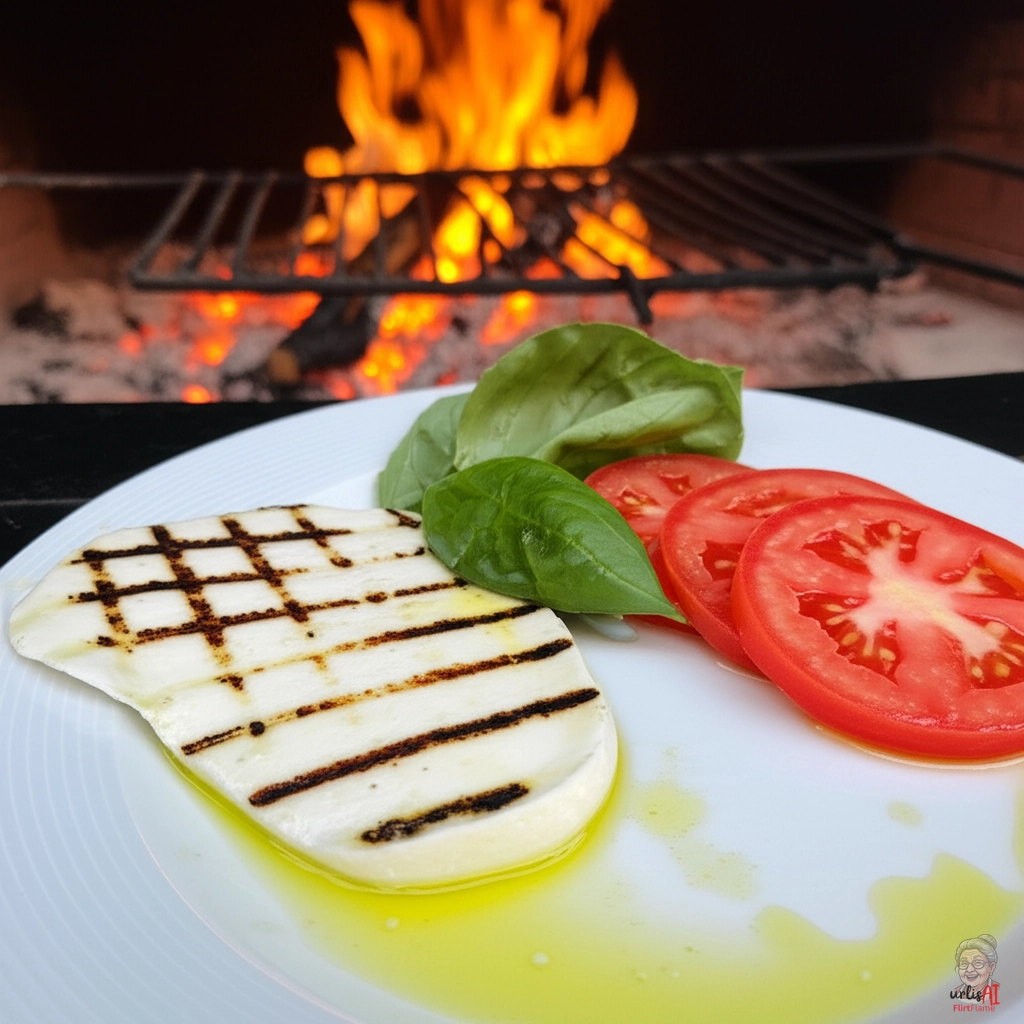 Büffelmozzarella Tomate Basilikum — Kohlegrill