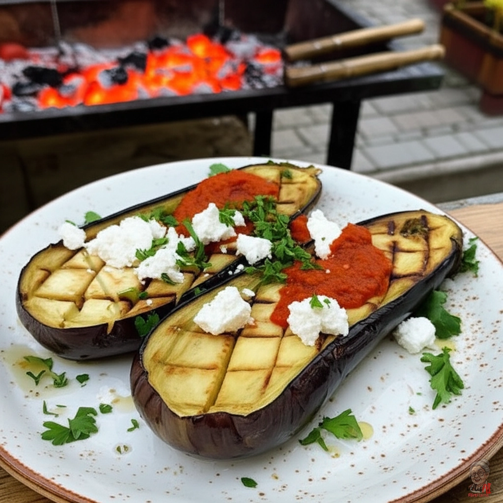 Bulgarische Ljutenica Auberginen — Kohlegrill
