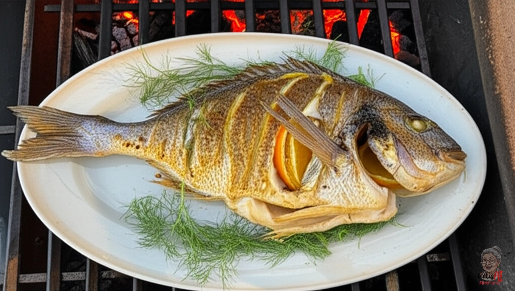 Gefüllte Orangendorade — Kohlegrill