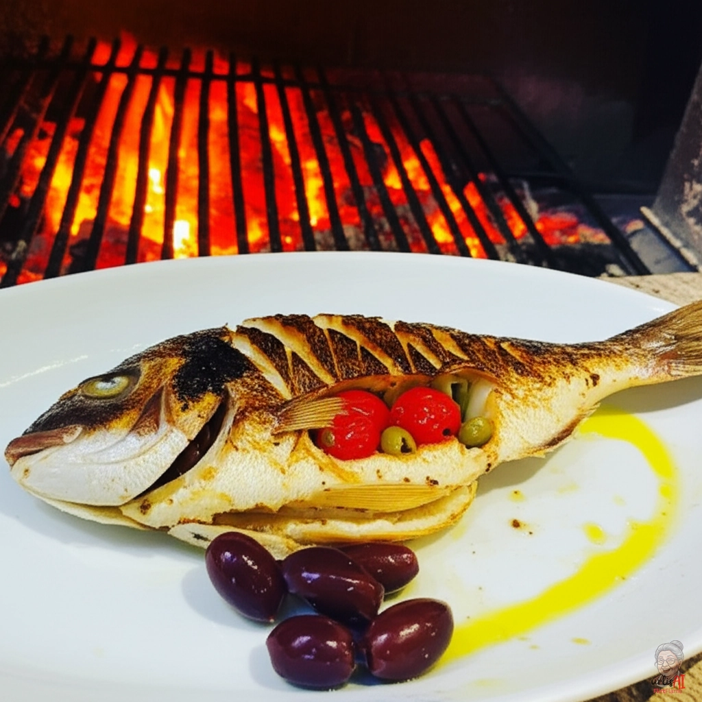 Mykonos Olivendorade — Kohlegrill