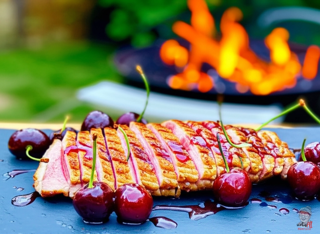 Lyoner Kirschente — Kohlegrill