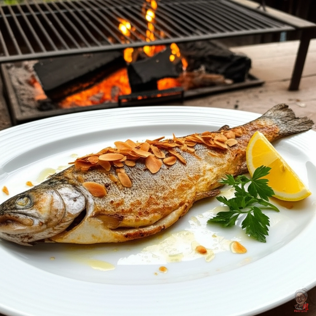 Nussige Butterforelle — Kohlegrill