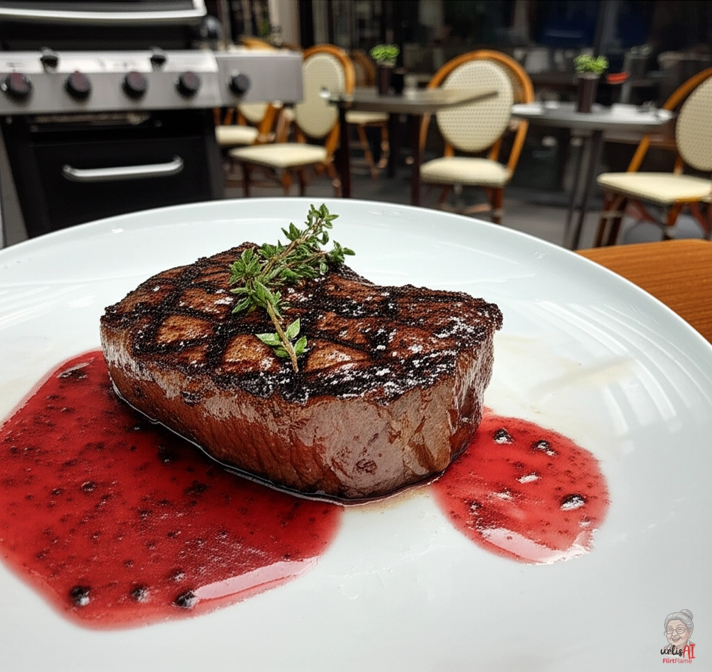Glasiertes Rotweinsteak — Gasgrill