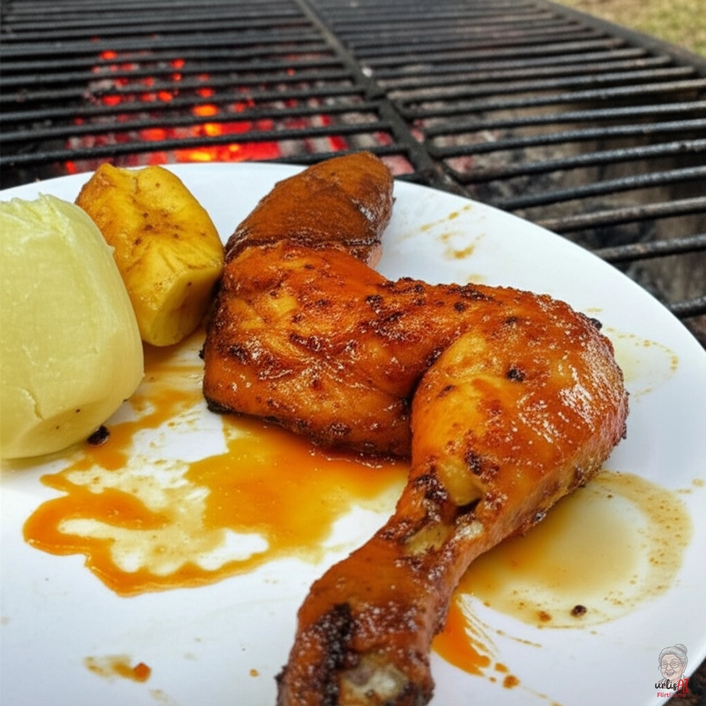 Goldene Palmölkeulen — Kohlegrill