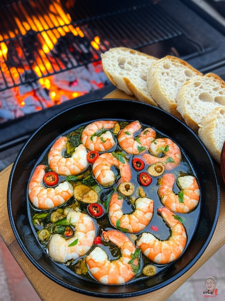 Glühende Pimentón-Gambas — Kohlegrill