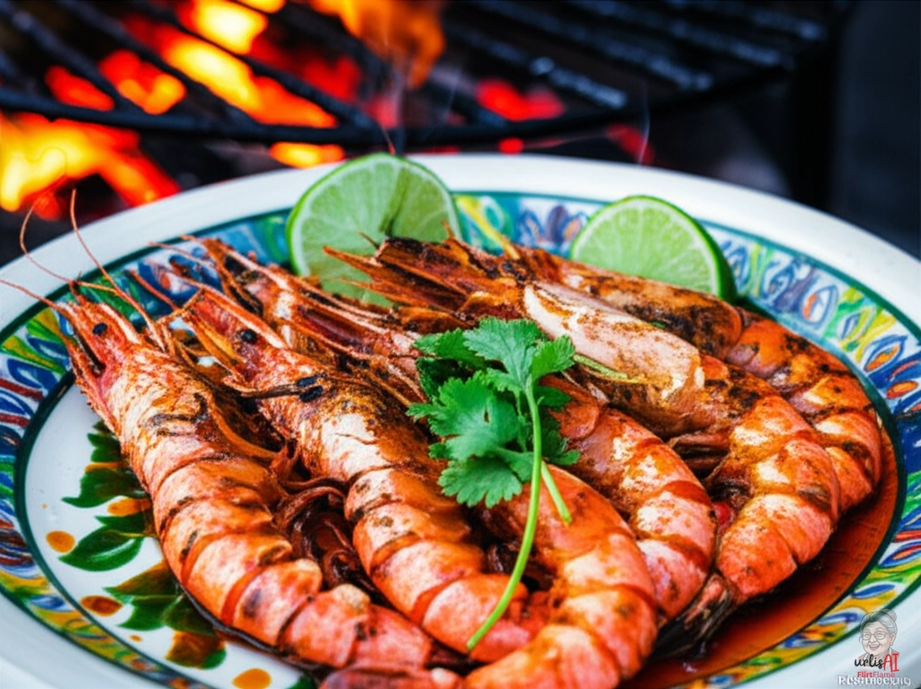 Feurige Limettengambas — Kohlegrill