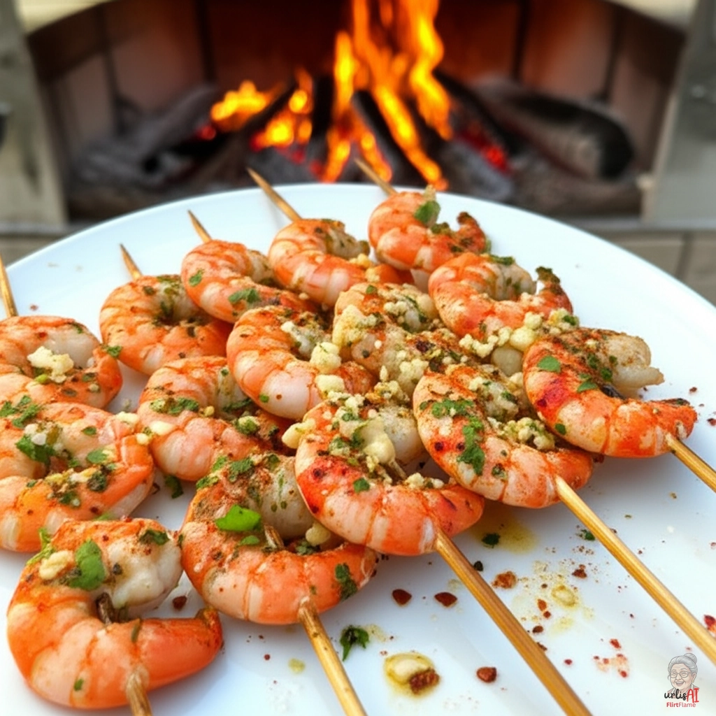 Goldene Knoblauchspieße — Kohlegrill