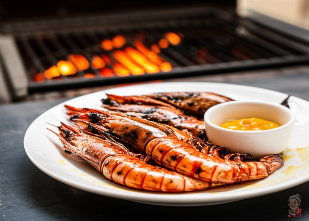 Goldene Safrangarnelen — Kohlegrill