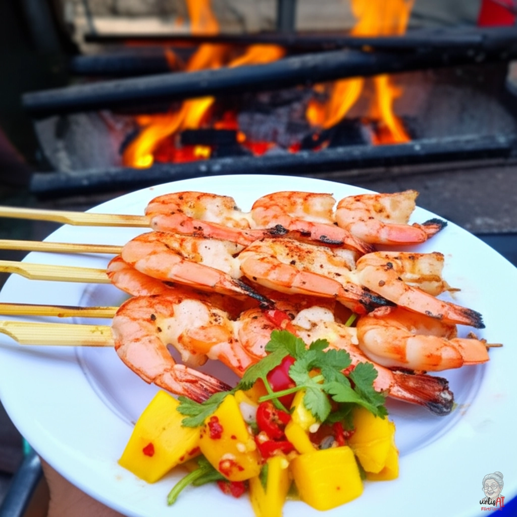 Süßscharfe Mangospieße — Kohlegrill