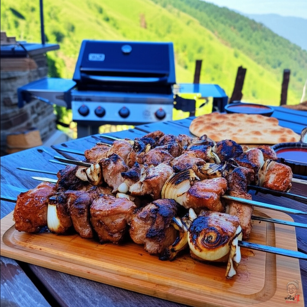 Granatapfel-Fleischspieße — Gasgrill