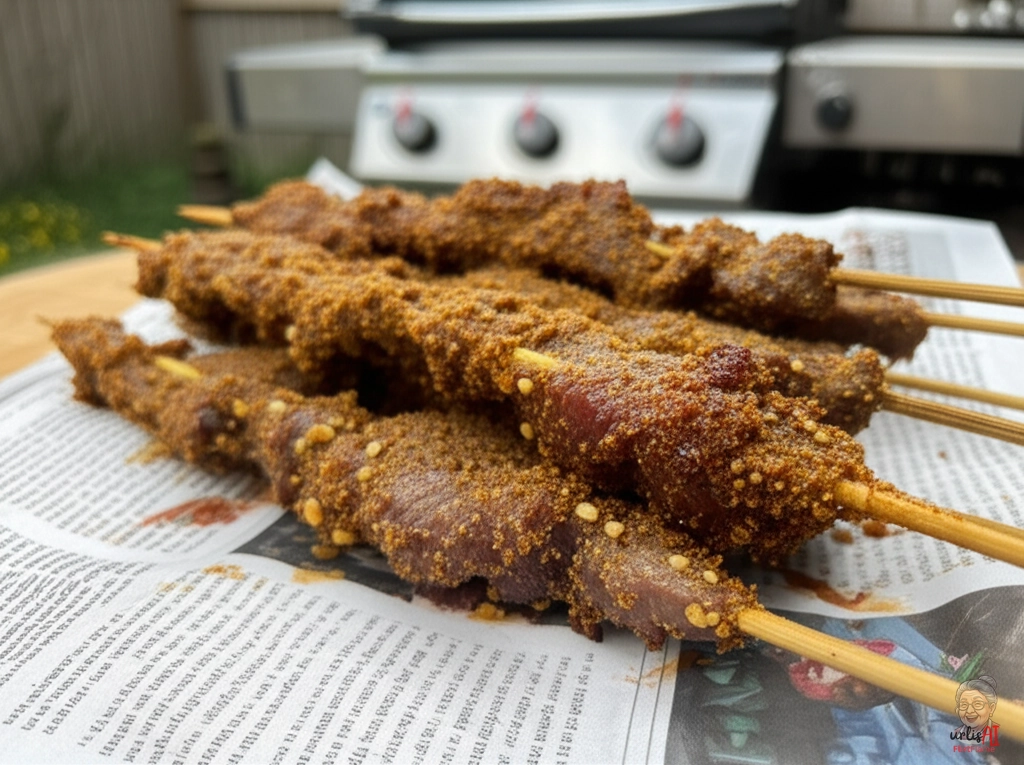 Feurige Erdnussspieße — Gasgrill