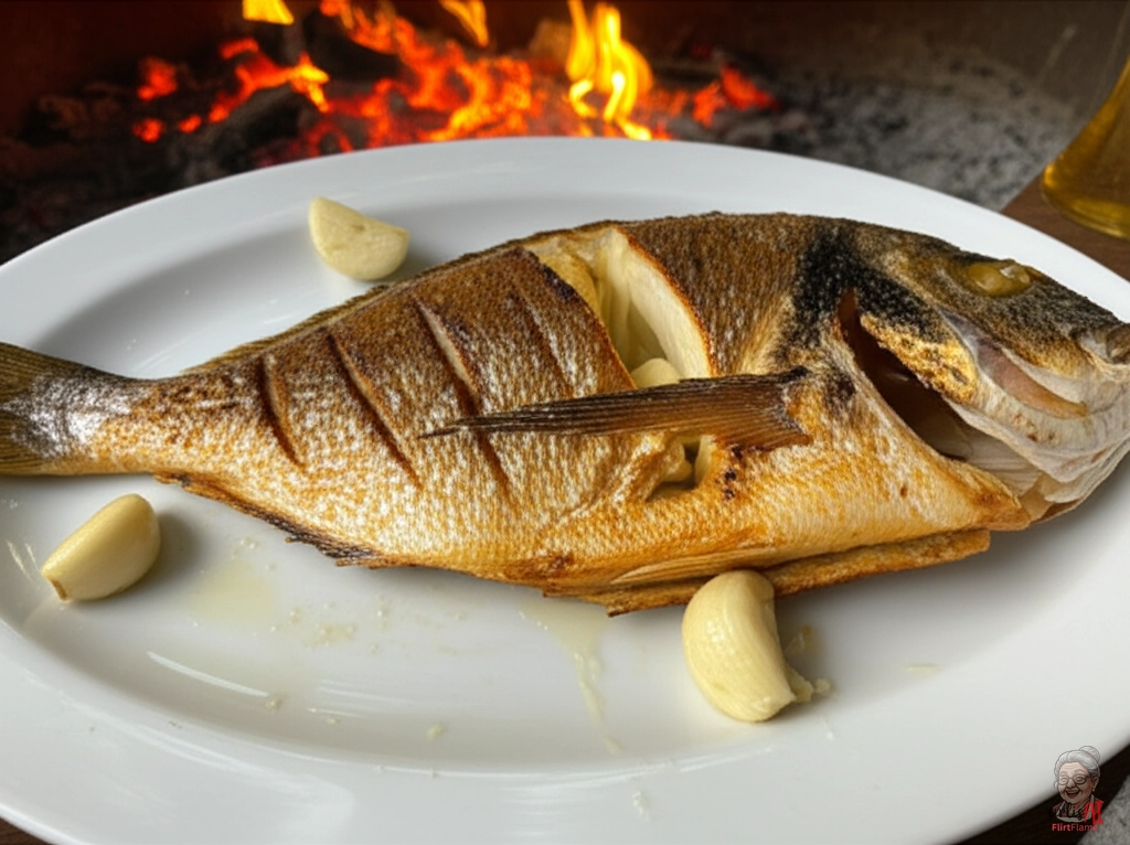 Goldene Knoblauchbrasse — Kohlegrill