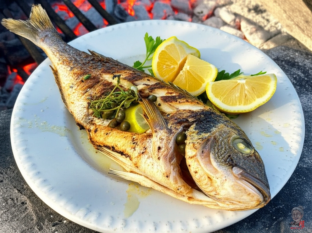Kräuter-Kapernbrasse — Kohlegrill