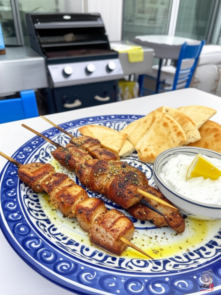 Zitronen Souvlaki Spieße — Gasgrill