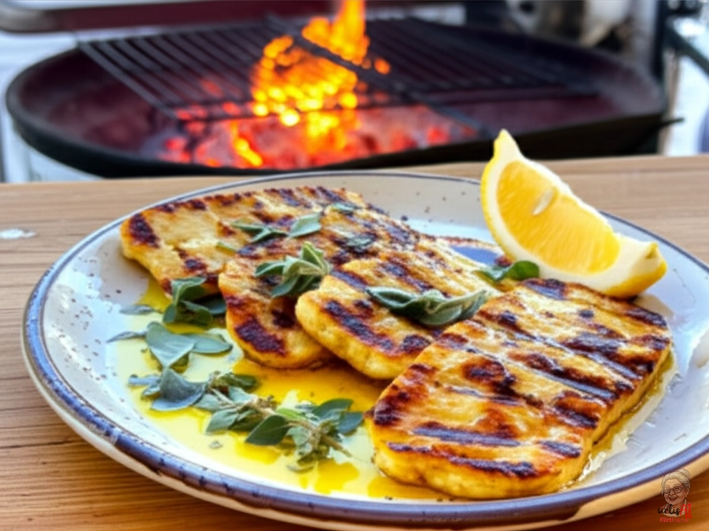 Goldener Zitronen Halloumi — Kohlegrill