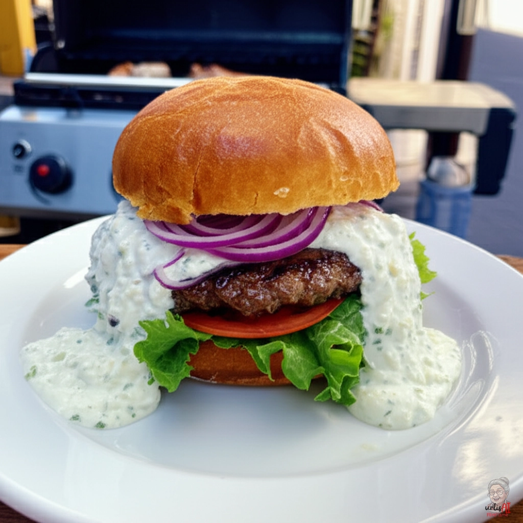 Feta Souvlaki Burger — Gasgrill