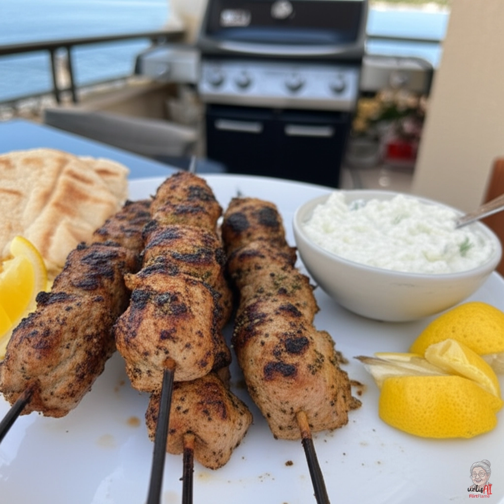 Goldene Kräuter Souvlaki — Gasgrill