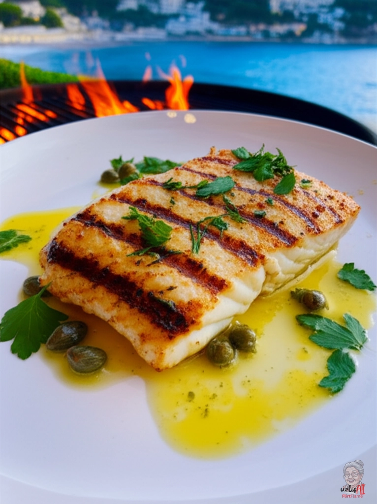 Zesty Caper Heilbutt — Kohlegrill