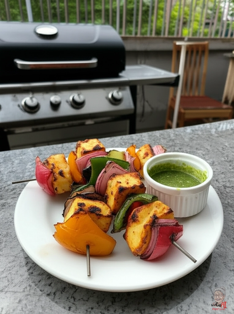Paneer Tikka Spieße — Gasgrill