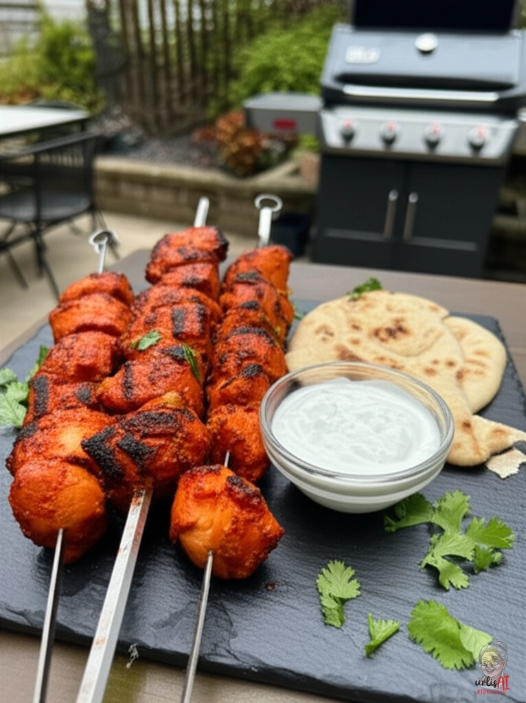 Goldene Tandoori Spieße — Gasgrill
