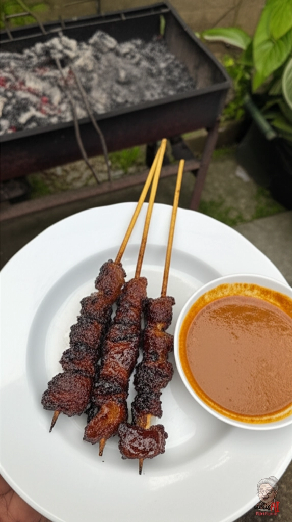 Rauchige Sate Kambing — Kohlegrill