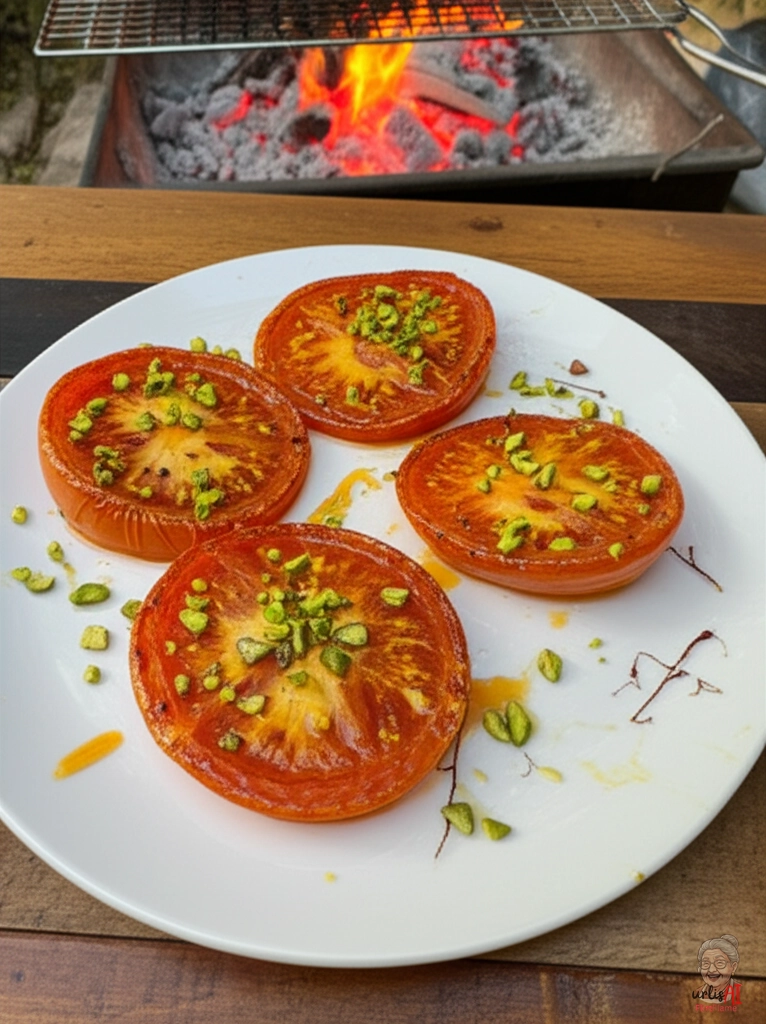 Goldene Safrantomaten — Kohlegrill