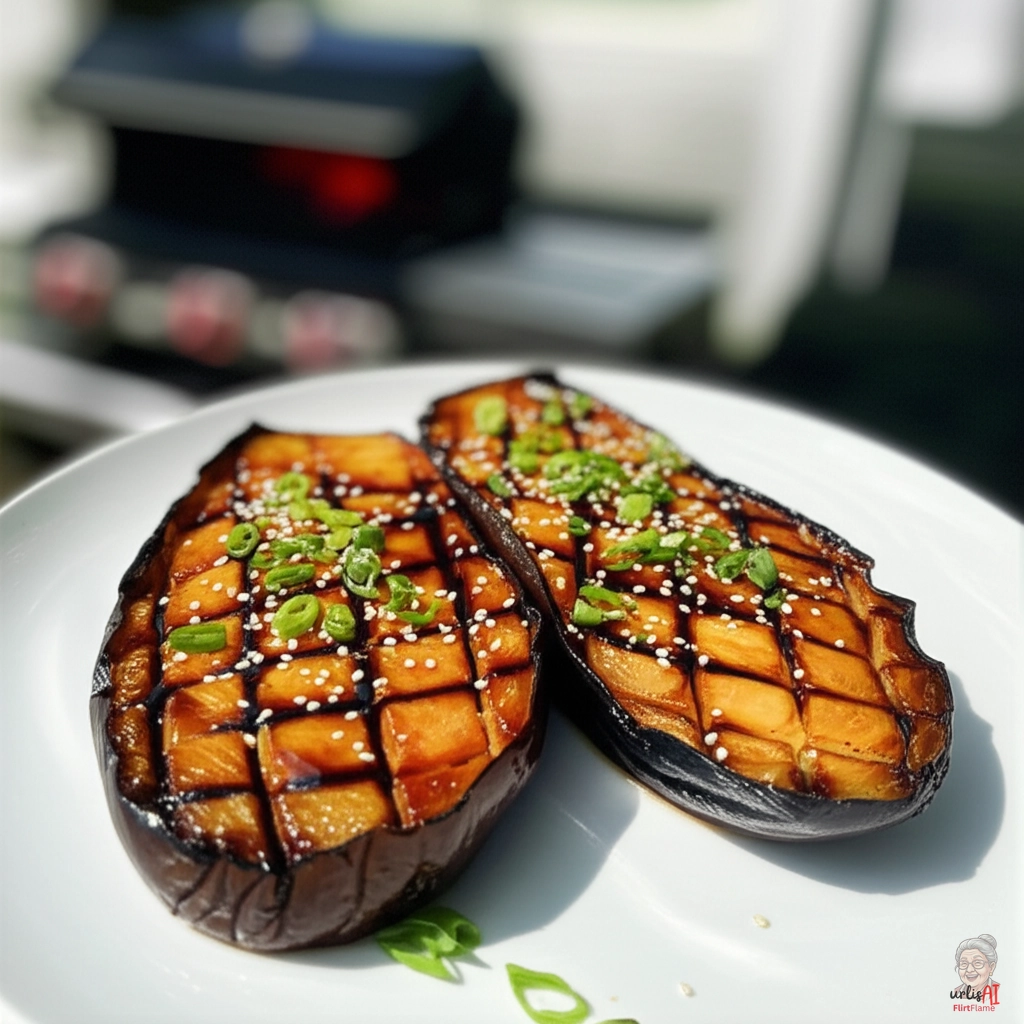 Goldene Misoauberginen — Gasgrill