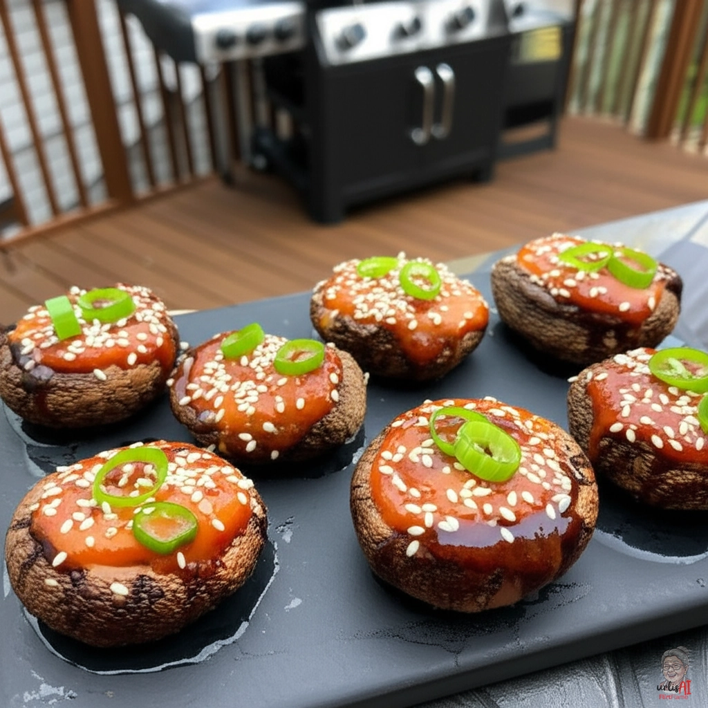 Glasierte Misopilze — Gasgrill